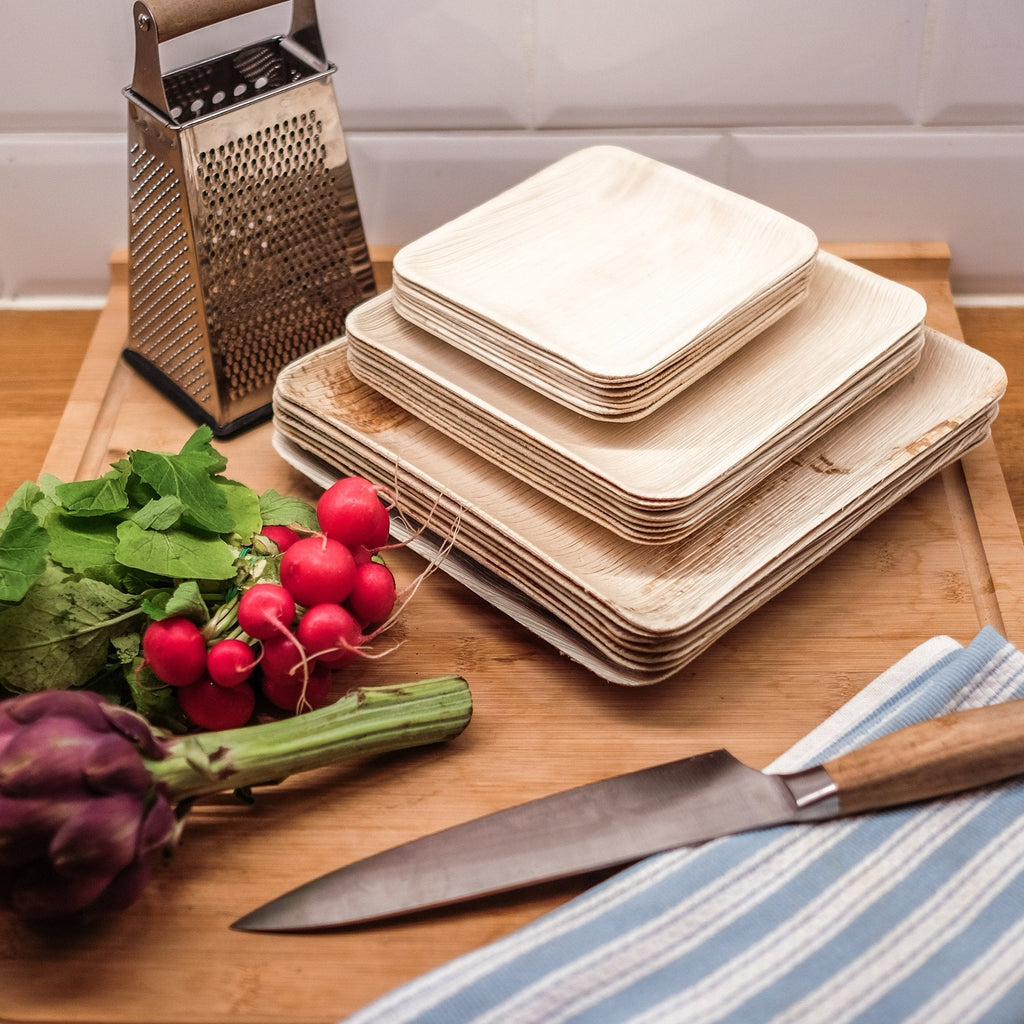 Palm Leaf Plates Square Dinner ALL SIZES Plates 4"-10" Inch (Set of 100/50/25)