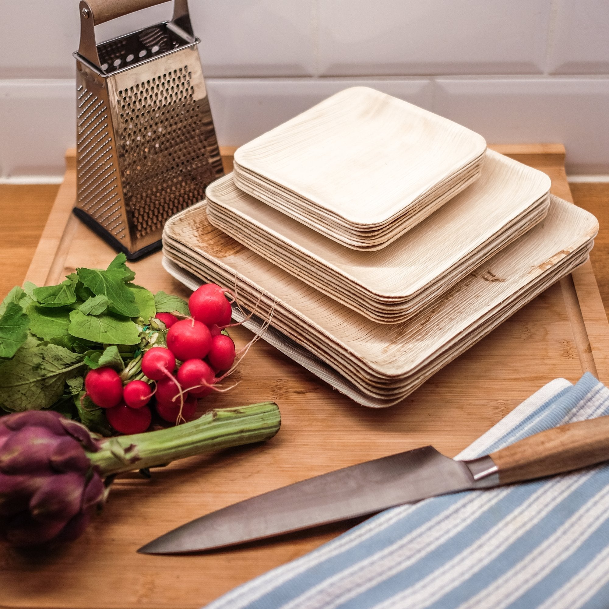 Palm Leaf Plates Square Dinner ALL SIZES Plates 4"-10" Inch (Set of 100/50/25)